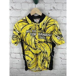 Revi Wear Mens Cycling Shirt Yellow Banana Small 1/2 Zip Short Sleeve